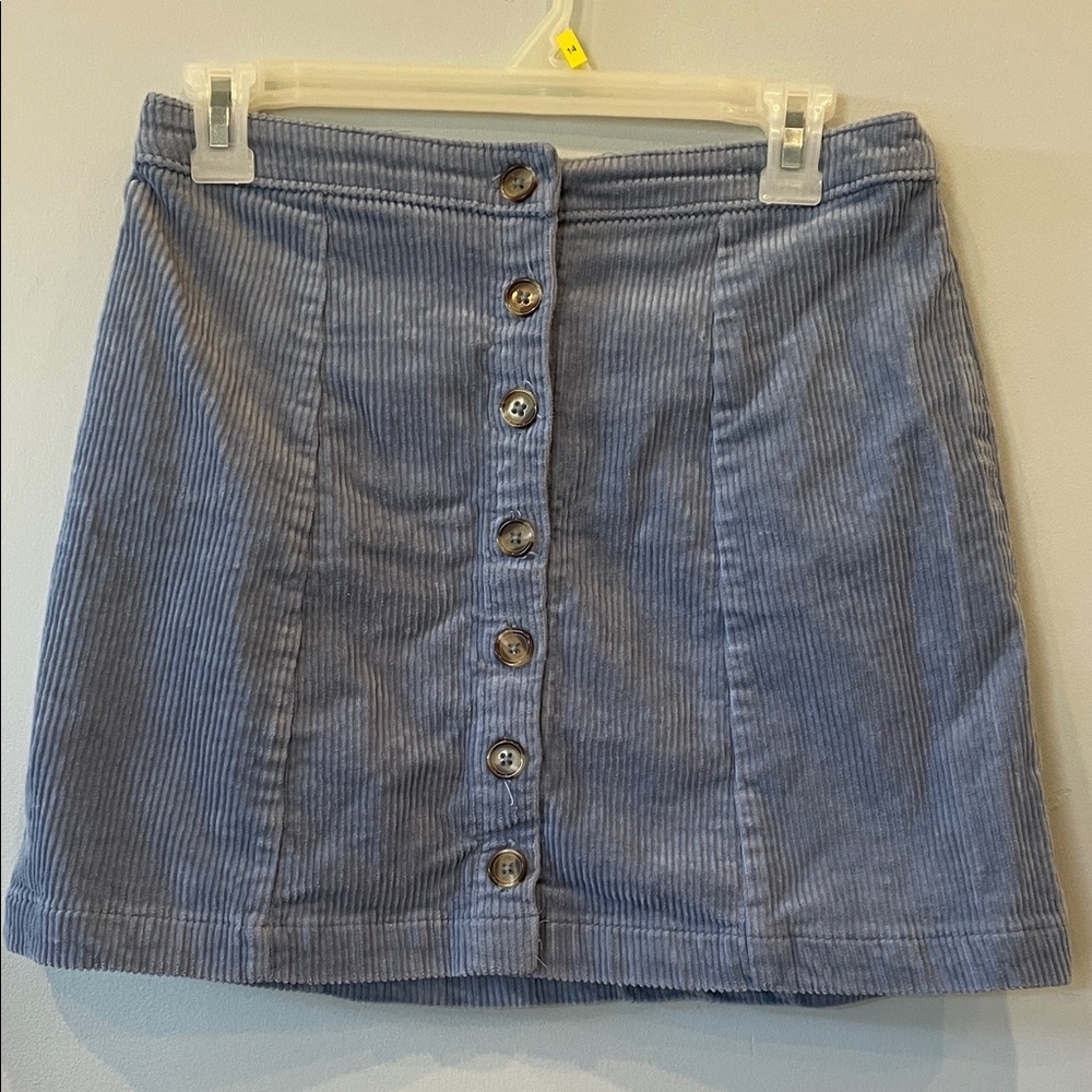 Women's Blue Corduroy Button-Front Skirt mini like new